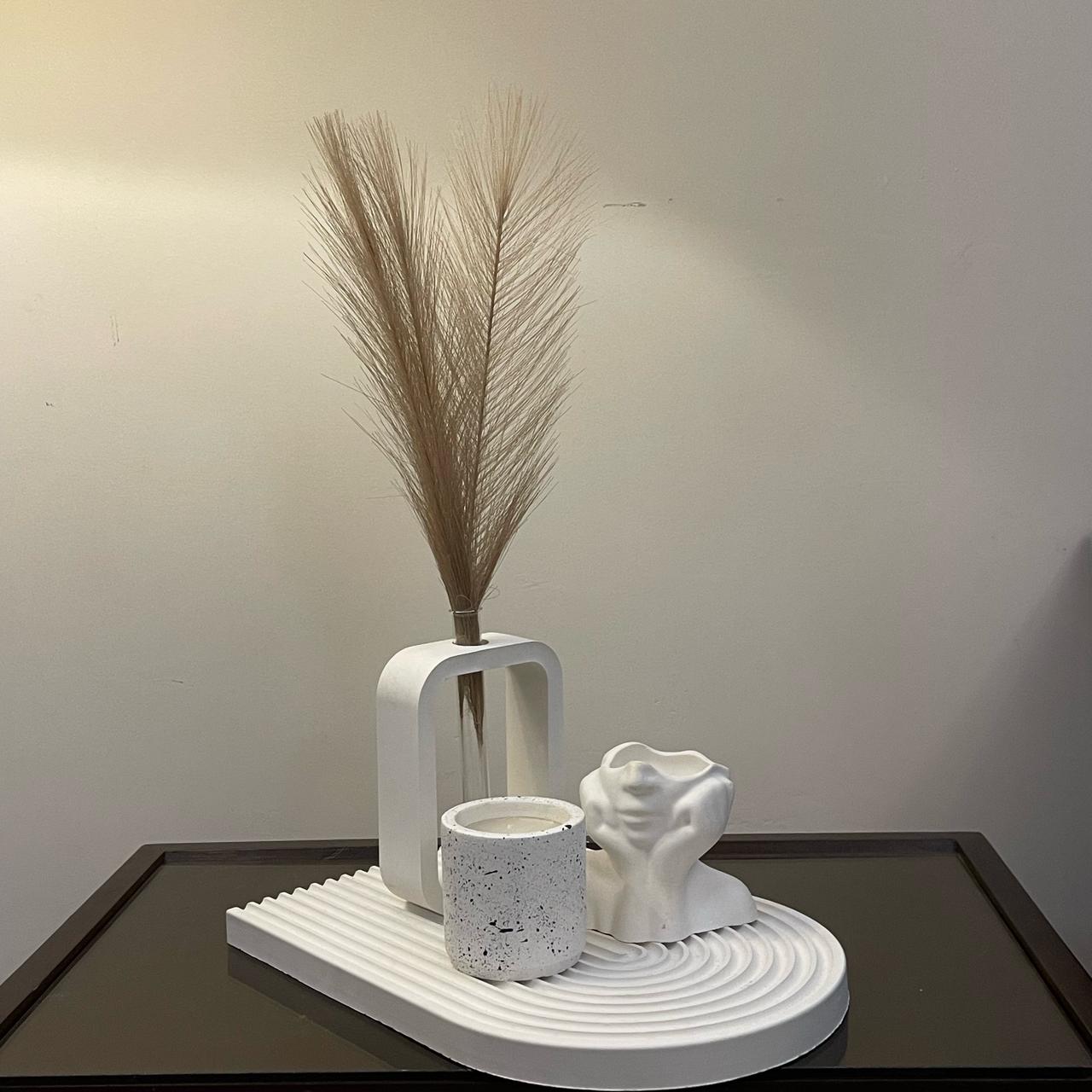 Brown Pampas Tray Set